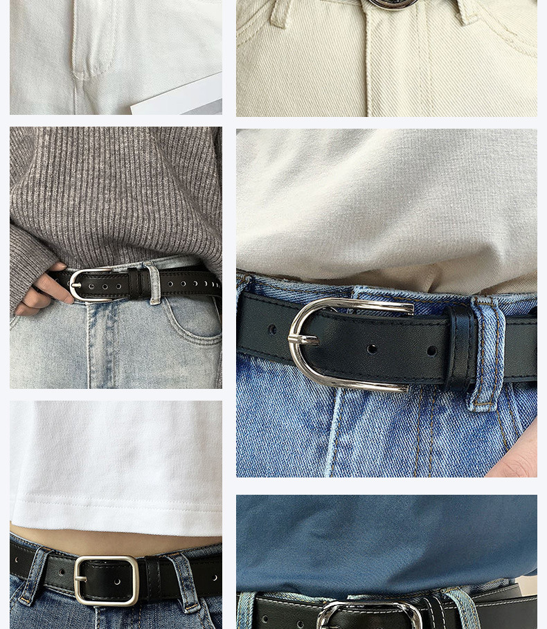 Men's belt made from top-grain cowhide, pin buckle, reversible buckle, double-sided genuine leather, versatile daily style belt for young and middle-aged men.