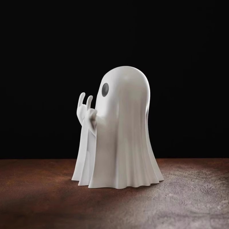 新しいハロウィンかわいいゴーストオーナメントクリエイティブ中指挑発ゴーストデスクトップ装飾友人へのギフトとして|undefined