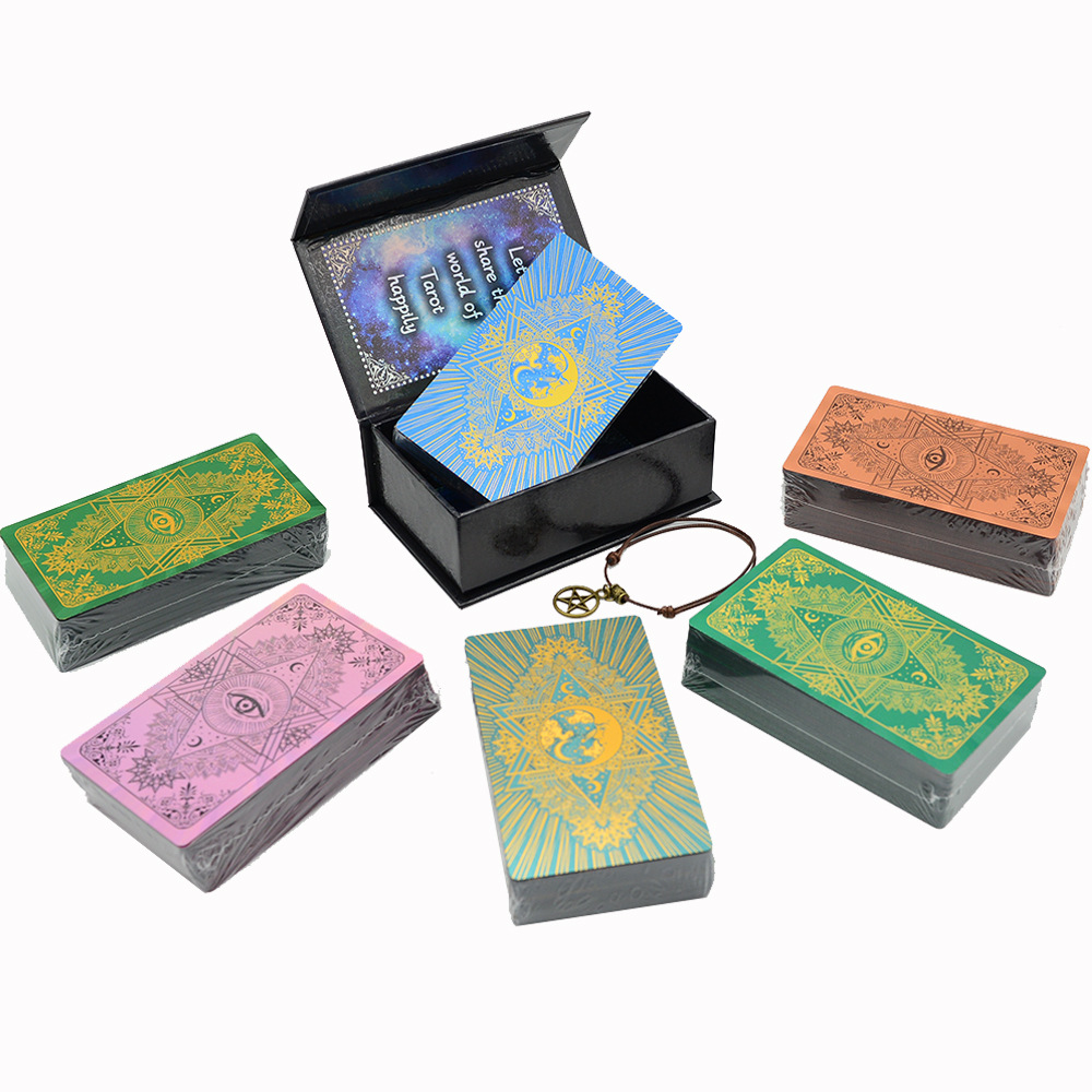 Gold Foil Tarot Cards Set Six Colour Eye Moon Board Game Cards_voghion.com