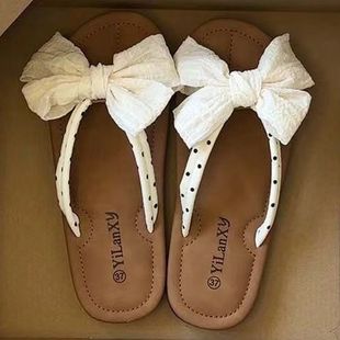 Bowknot Flip-Flops for Women, Summer 2024, Soft-Soled Beach Casual Trendy Breathable Comfortable Sandals