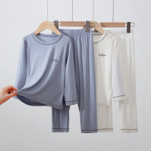 夏季儿童睡衣睡裤莫代尔套装中大童空调服男童女童长袖长裤家居服