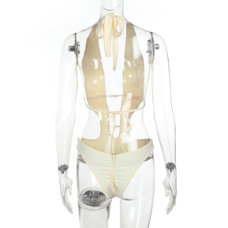 XY25152 verano nuevo estilo estilo europeo y americano tendencia de la moda cuentas huecas aguas termales natación halter cómodo mono