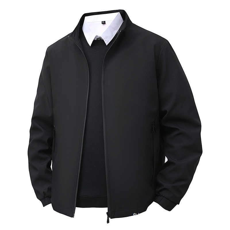 2025 New Autumn Men's Business Jacket Middle-Aged and Elderly Casual Versatile Stand-Up Collar Jacket Cross-Border Executive Jacket