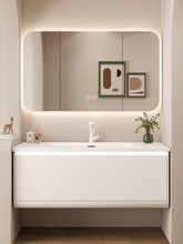 美国一体盆浴室柜组合橡木肤感洗脸手盆洗漱台定.垒德株