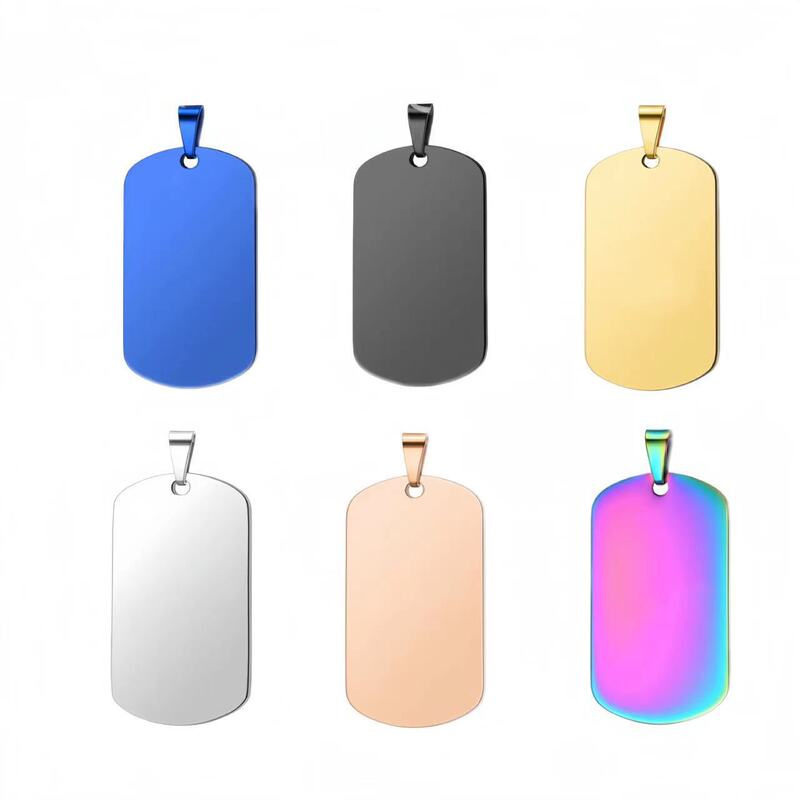 Factory Direct Sales Yiwu Accessories Stainless Steel Military Tag Titanium Steel Necklace Dog Tag Can Be Engraved with Mirror Polished