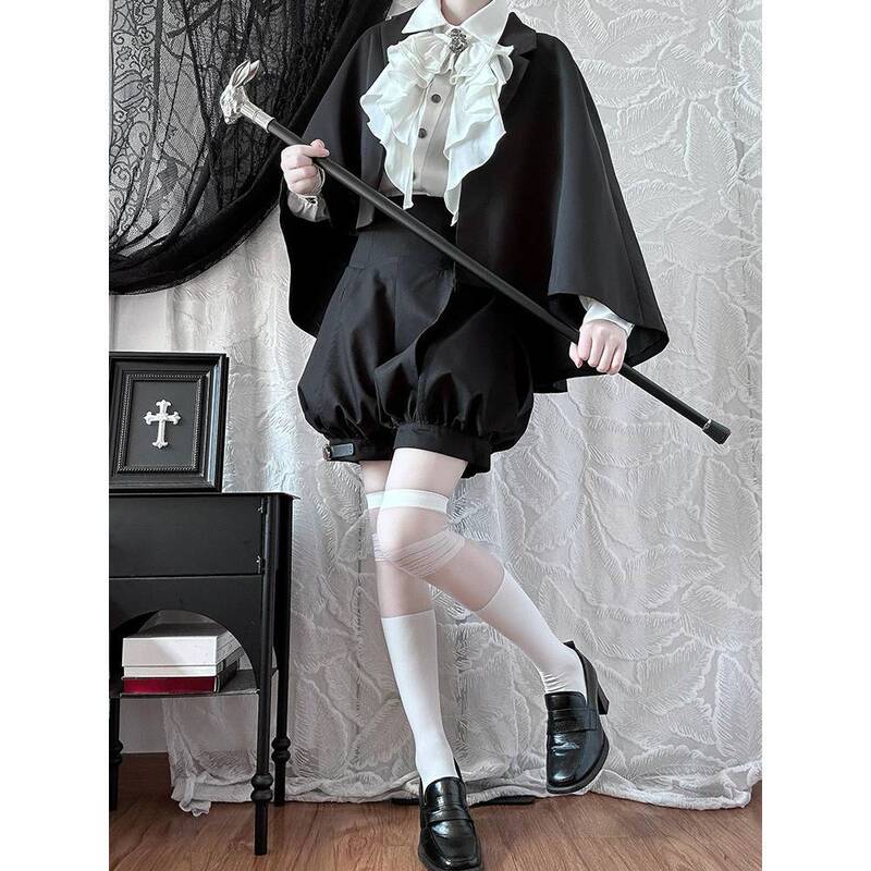 In-stock Concerto Palace-Style Prince-Inspired Gothic Design Shawl Long-Sleeve Shirt and Lantern Pants Three-Piece Set