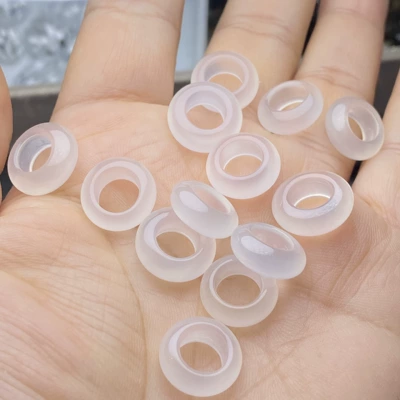Natural white agate beads for bracelets, necklaces, and DIY jewelry making (Zərgərlik ara hissələri)
