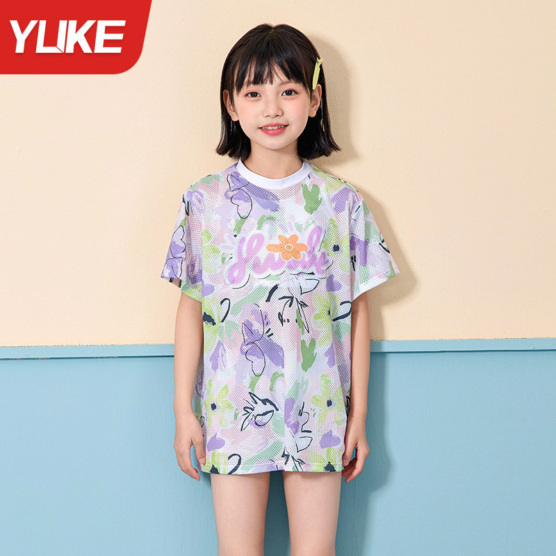 子供水着女の子スプリット長袖ズボン日焼け止め水着 2025 新しい中型および大型子供女の子温泉水着|undefined