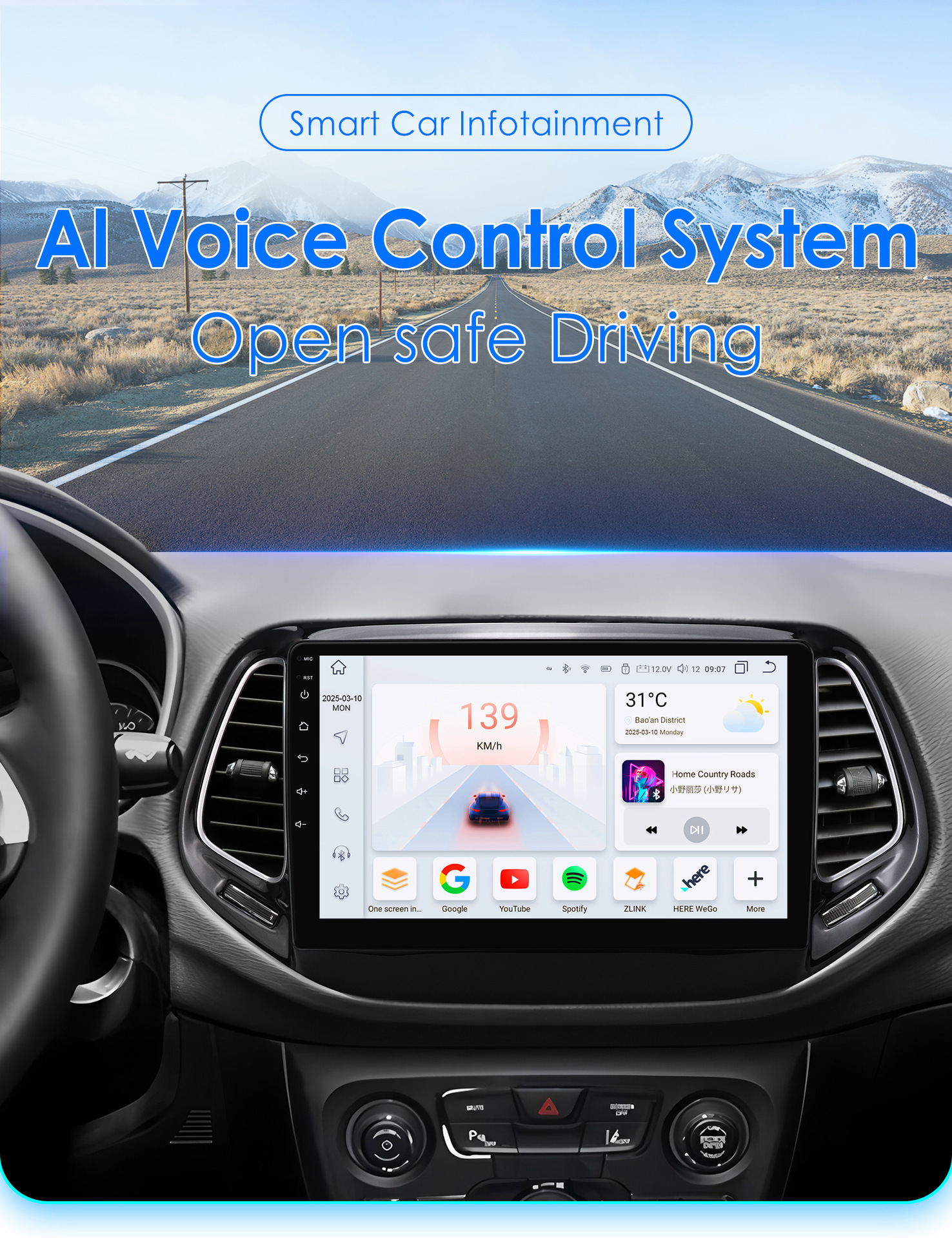 Suitable for Jeep Compass 17-20 Navigation System, In-Car Smart Android Large-Screen Reversing Image Gps All-In-One Device