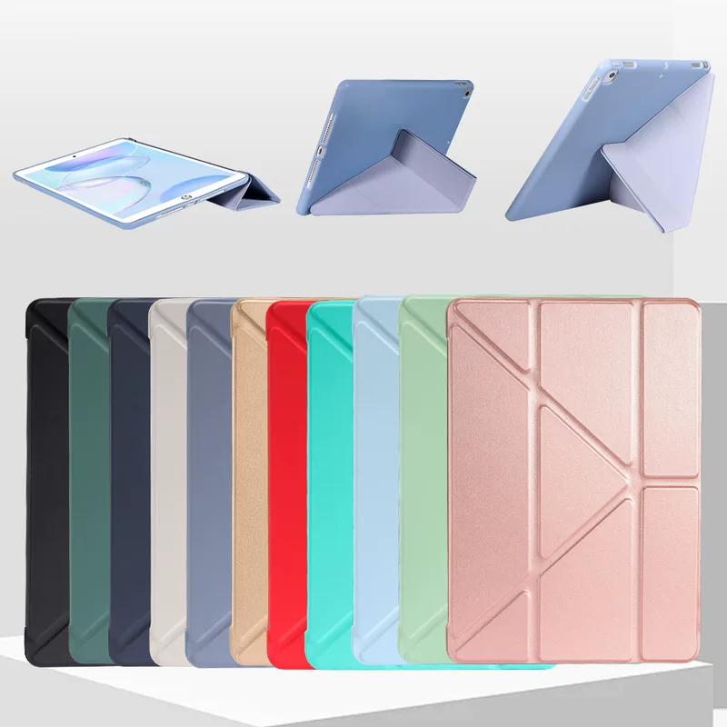 iPad Protective Case, PU Leather & Silicone Y-Fold Sleeve with Pen Slot, Multiple Models (9.7–11/10.2/10.9)