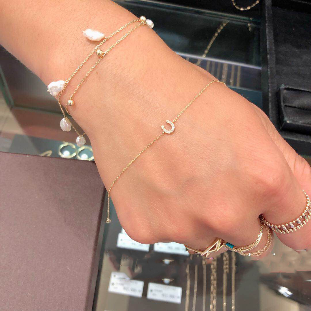 Simple Style U Shape Sterling Silver Plating Inlay Artificial Diamond Bracelets display picture 2