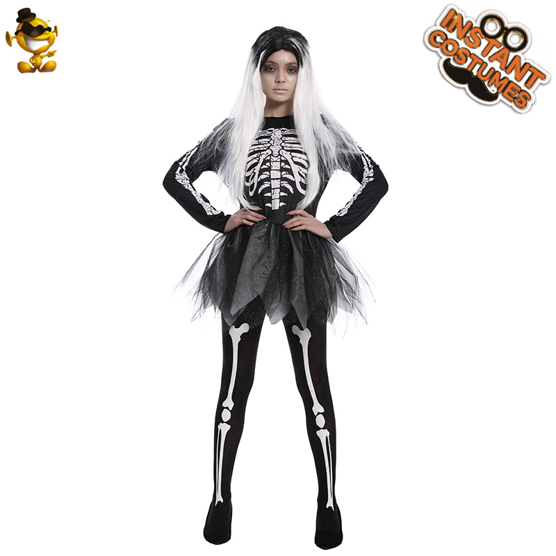 Big Girl horror cráneo vestido de Halloween Ghost Festival fiesta Carnaval Cosplay traje mascarada etapa rendimiento