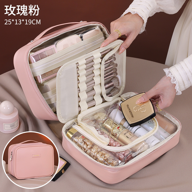 Bolsa de cosméticos de PU de almacenamiento de partición multifuncional cinco en uno transfronteriza Bolsa de almacenamiento de cosméticos portátil de alta calidad de gran capacidad