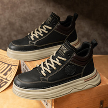工装男靴秋冬新款马丁靴超纤时尚英伦休闲复古舒适防滑中帮潮男鞋