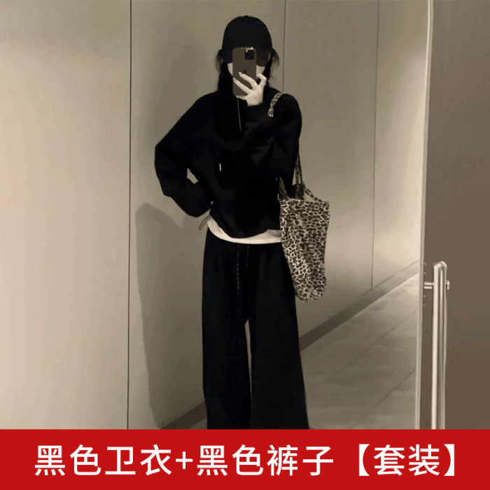 2025年秋季新款灰色休闲时尚运动卫衣套装女韩系穿搭配一整套装女|undefined