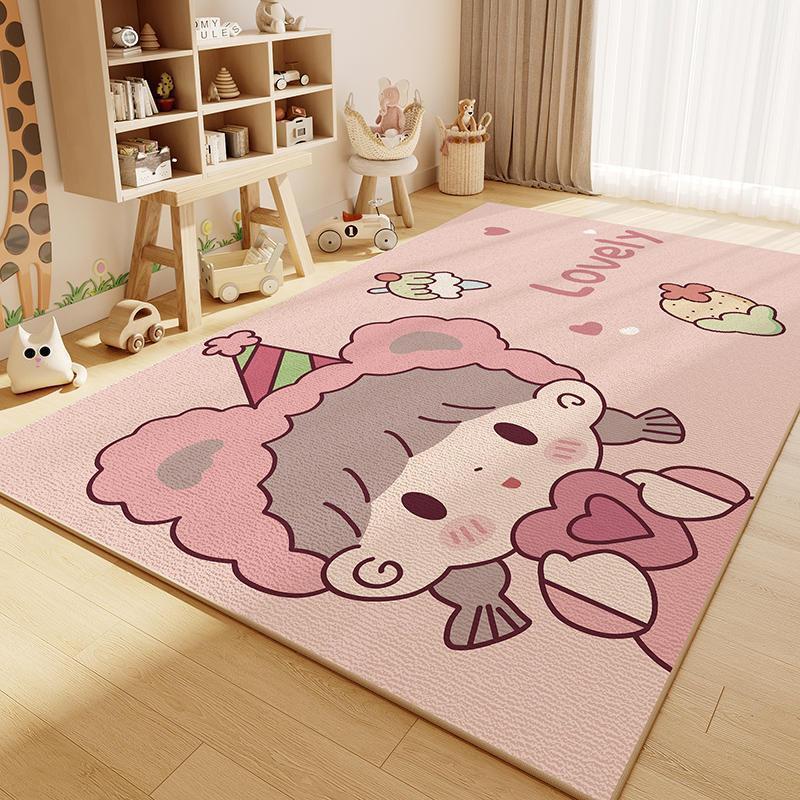Cartoon Style Carpet for Living Room, Large Area, Full-Cover Game Carpet, Stain-Resistant and Easy to Care For, Crystal Velvet Carpet, Bedroom Bedside Blanket