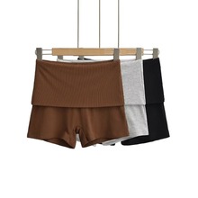 2024夏季新款腰部翻边弹力修身纯色基础休闲时尚短裤批发