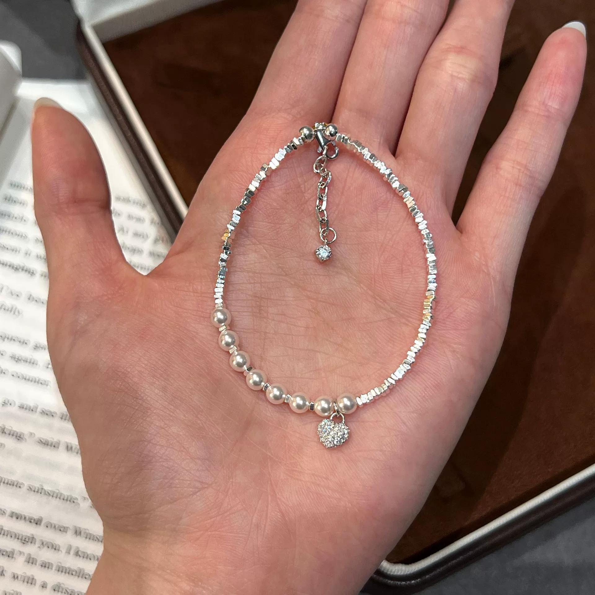 Новый браслет Love из серебра S925 с несимметричной сломанной серебряной жемчужиной, сверкающий Diamond, женский нишевый изысканный браслет Bestie SM
