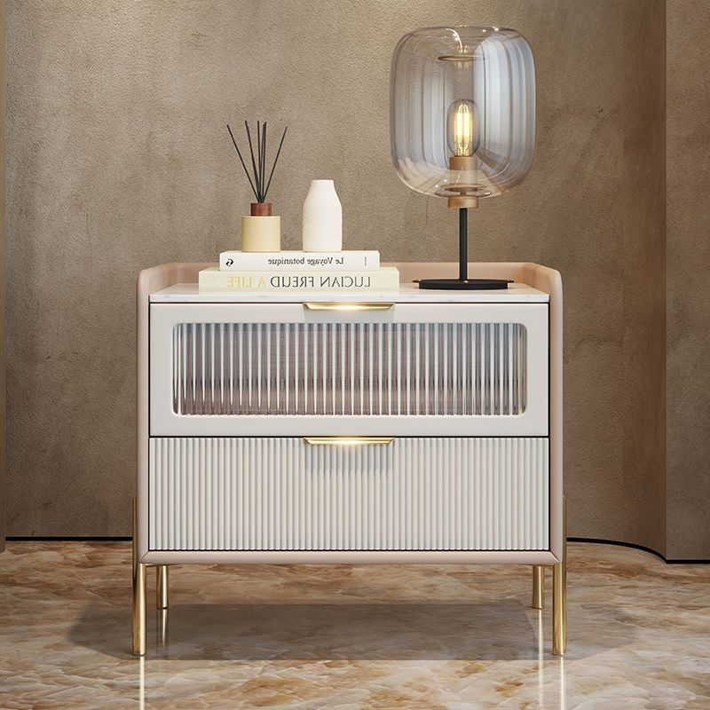 Light Luxury Italian High-End Sense Small Bedside Cabinet Modern Minimalist Storage Ultra-Narrow Leather Side Cabinet Bedroom Leather Bedside Cabinet