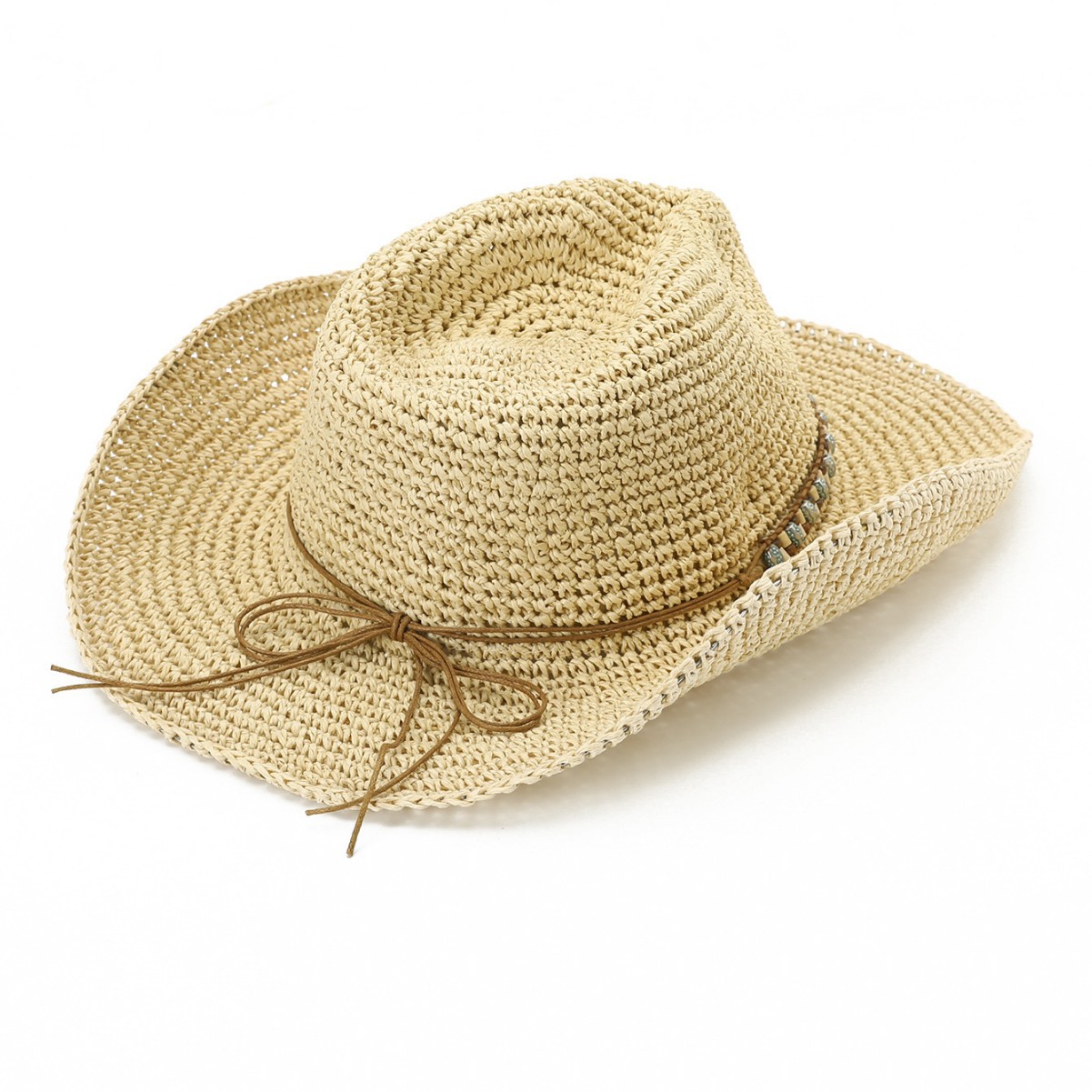 Dames cowboyhoed van stro met brede rand zomer zonbescherming_voghion.com