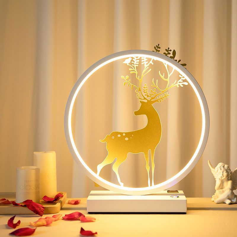 台灯卧室房间客厅家用床头灯宿舍LED充电插电触摸小可调光储电鹿