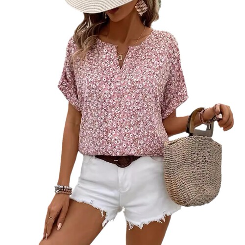 Summer Short Sleeve Western-style Printed Women's Plant Printed 3D T-shirt WB28