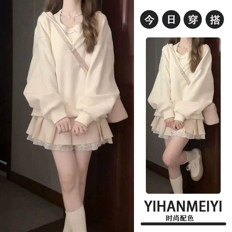 Ins супер огненный сплошной цветной свитер с капюшоном женский весенний и осенний oversize тонкое пальто корейская версия приливной ленивый кардиган топ