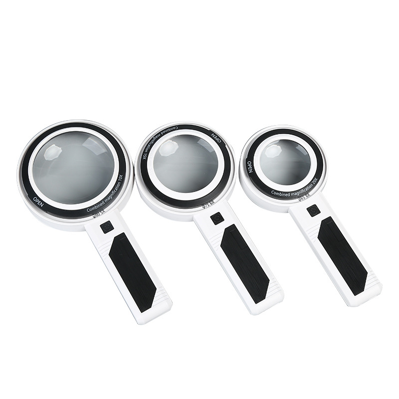新款多功能组合双镜头手持式带灯放大镜7070阅读高清高倍放大镜
