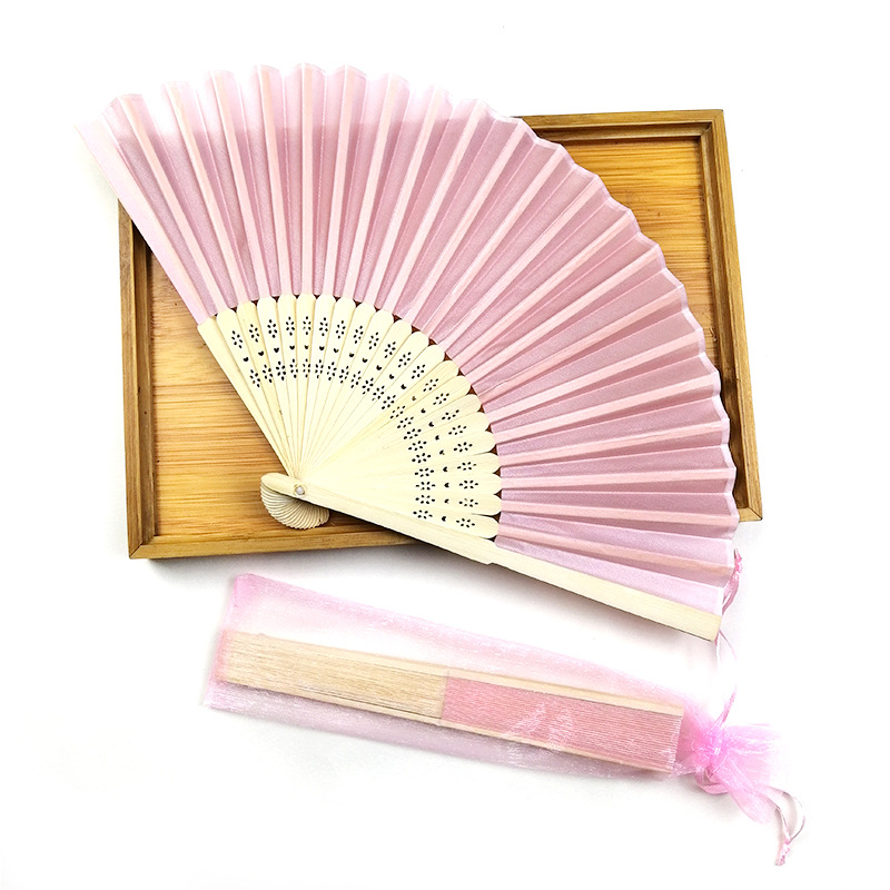 El ventilador de retorno de la boda de seda de un solo paño de color sólido de 6 pulgadas se puede utilizar para la tarjeta de invitación de suministros de boda llano DIY + bolsa de gasa