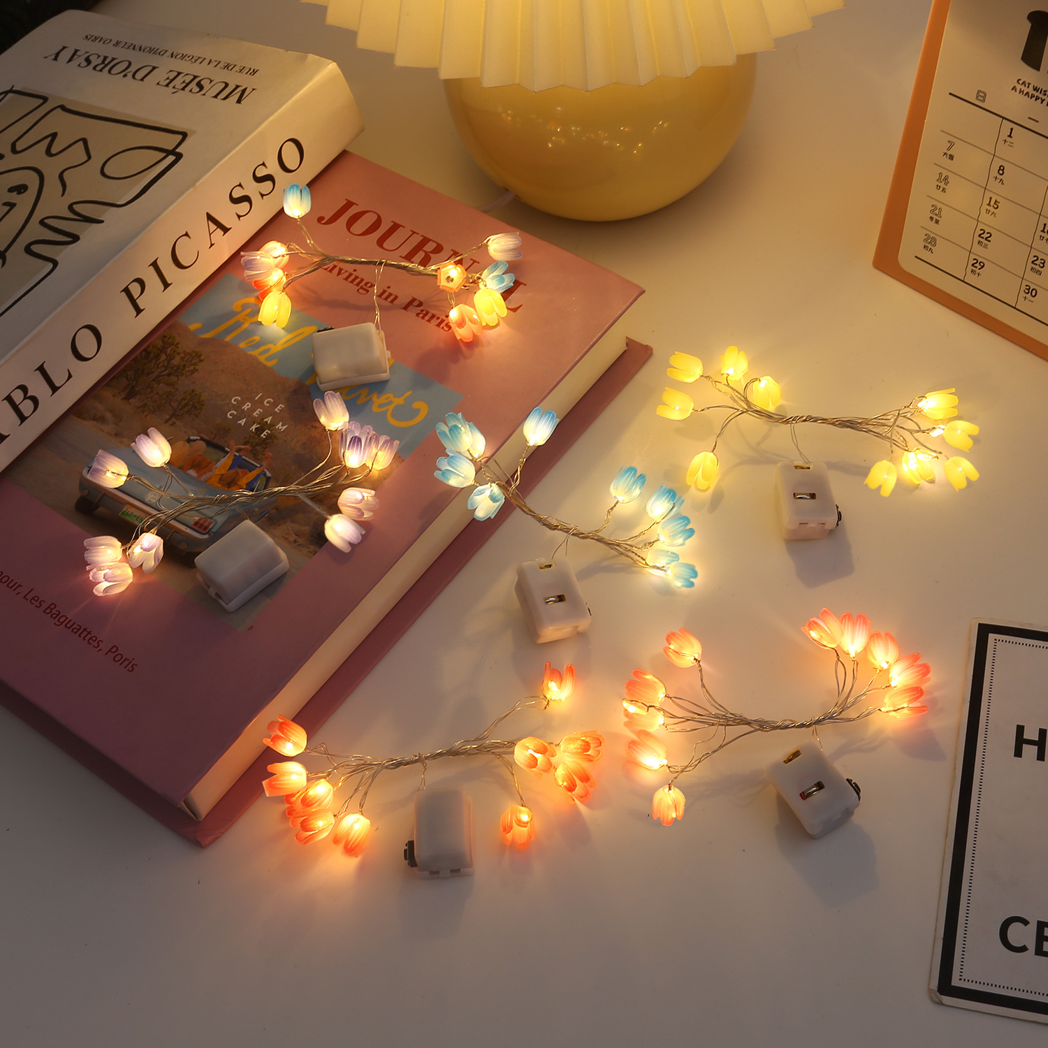 郁金香灯串铜丝灯生日送礼品led装饰灯花束花朵配饰电池款跨境货