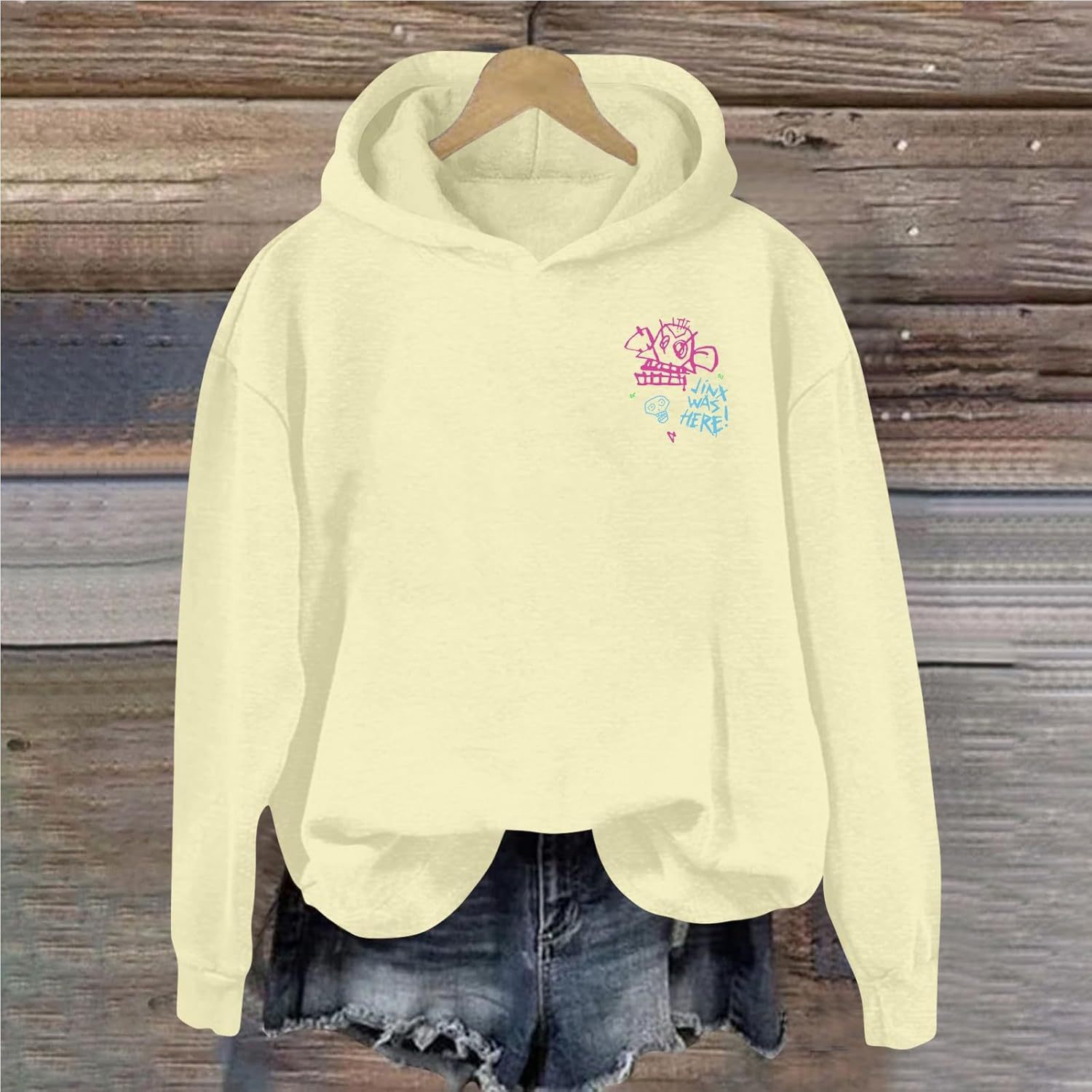 DLDXJQTPL Jinx Was Here Women Hoodie Jinx Arcane Figure