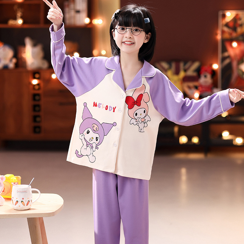 Pijamas infantiles primavera y otoño mangas largas princesa delgada bebé niños grandes niñas dibujos animados set de ropa para el hogar