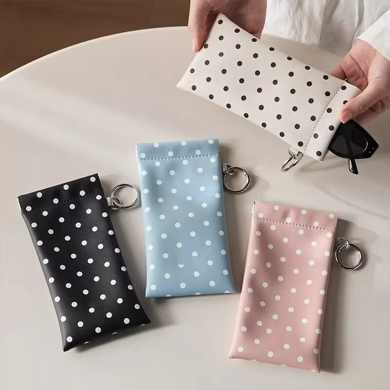 Polka Dot Mirror Cloth Eyeglass Pouch Portable Hangable Eyeglass Storage Bag Leather Sunglasses Storage Hanging Bag Polka Dot Mirror Cloth Eyeglass Pouch Portable Hangable Eyeglass Storage Bag Leather Sunglasses Storage Hanging Bag