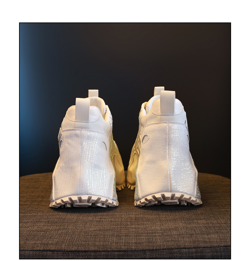 Giày sneaker nữ đế dày chunky đính đá rhinestone phong cách thể thao thời trang — màu be chi tiết 19