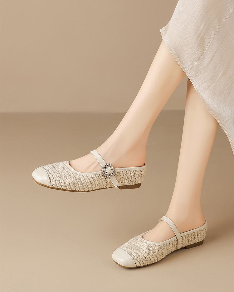 Sandal nữ hở mũi đính đá chuỗi mắt xích phong cách Pháp — MN33 màu vàng chi tiết 16
