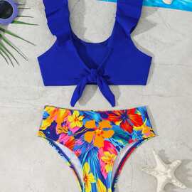 跨境分体儿童泳衣飞边女童比基尼ins网红欧美外贸泳装亚马逊小童