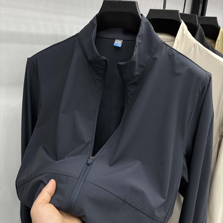 Ice Silk Sun Protection Jacket with Stand Collar, Summer Top for Men, 2026 Thin Style, Uv Protection, Breathable Sun Protection Clothing for Men