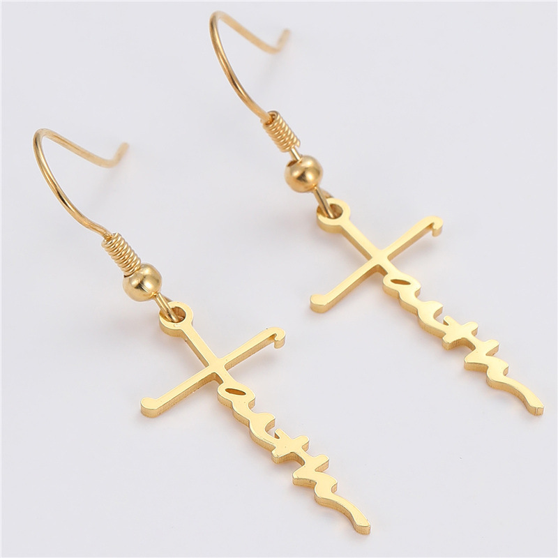 Holiday, Banquet, Selfie Occasion 1 Pair Casual Elegant Cross Letter Plating 201 Stainless Steel Drop Earrings