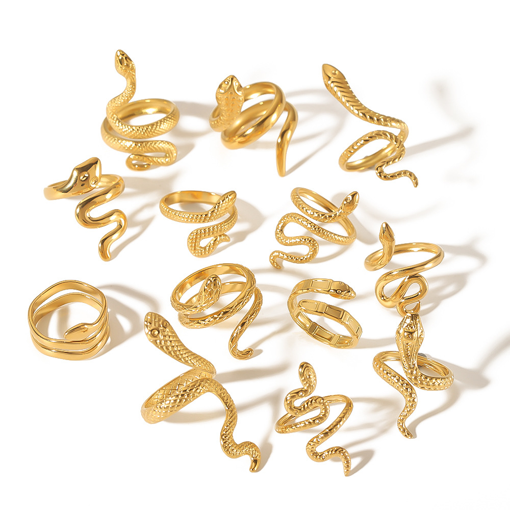Women's Gender IG Style Style PVD Coated 18K Gold Real Gold Plated Snake Stainless Steel IG Style Waterproof Non Tarnish Open Rings