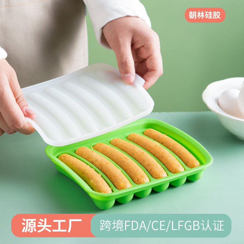Sausage Mold Steamable Baking High Temperature Resistant Sausage Mold Food Grade Silicone 6 Grids Baby Mold Food Supplement