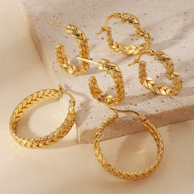 Серьги из титановой стали в форме колосья пшеницы, изогнутые, в форме сердца, для женщин, позолоченные серьги из нержавеющей стали, легкий люкс и высокое качество