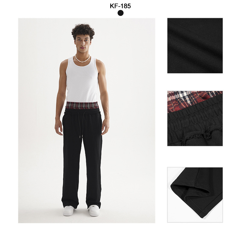 ETAI Hombre| Marca de moda de color contrastante de doble cintura cabeza de pierna amplia pantalones de abrigo ajustable doble cintura elástica cabeza de abrigo casual image 5