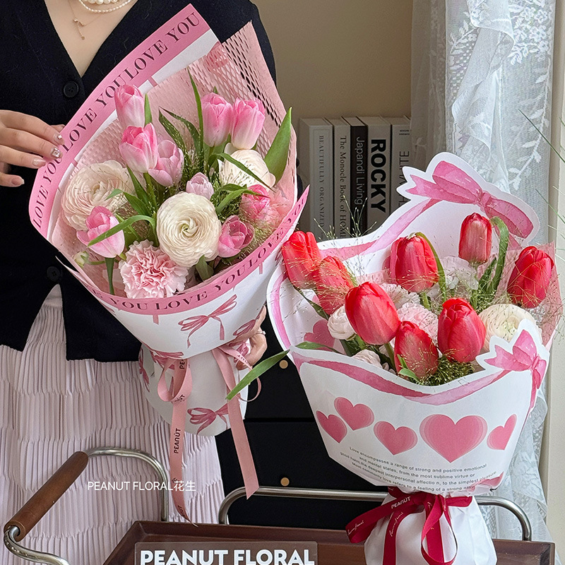 Material de envoltura de rosas, florales, papel kraft, papel de envoltura de flores, floristería al por mayor, materiales, suministros, papel de embalaje de flores para el día de San Valentín