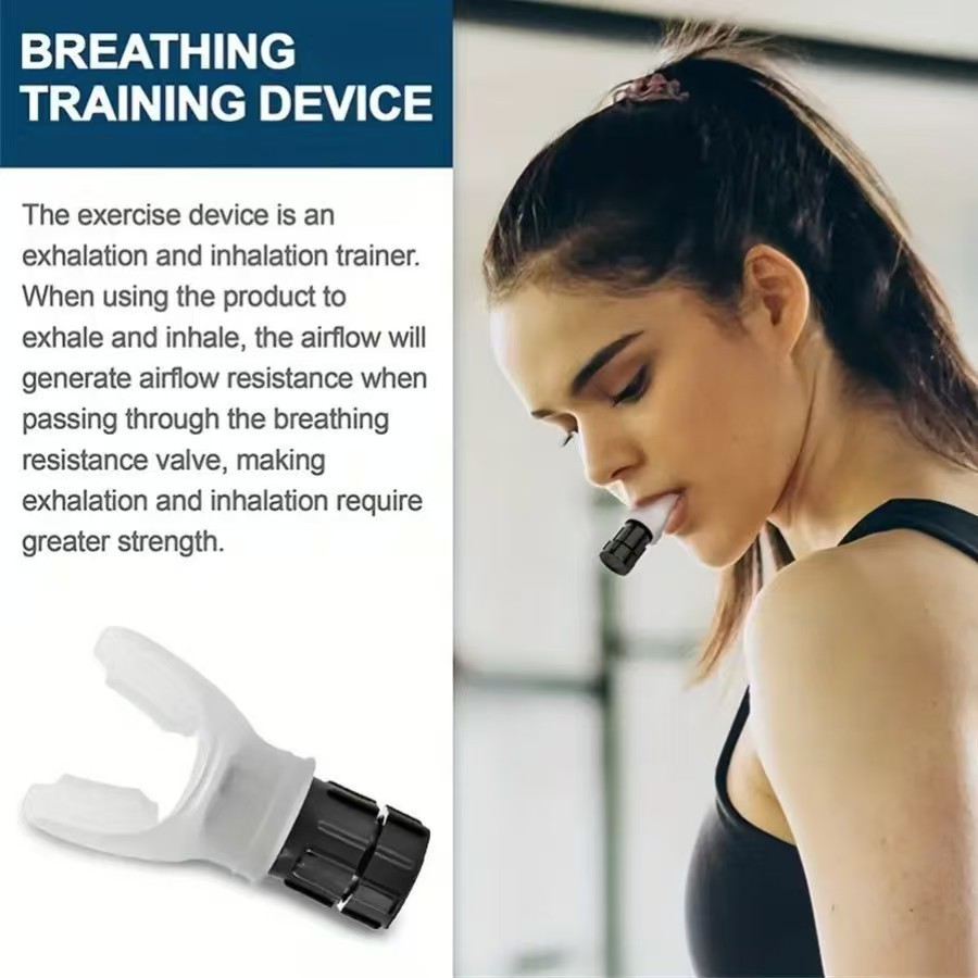 跨境现货Fitness Trainer便携式肺活量腹部呼吸训练器可调节阻力
