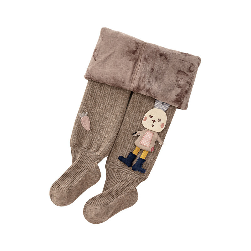 女の子のレギンスと秋冬のベルベットの厚い子供のレギンスの外に洋風の女の子のレギンスの赤ちゃんのレギンスのバッチを着ています。