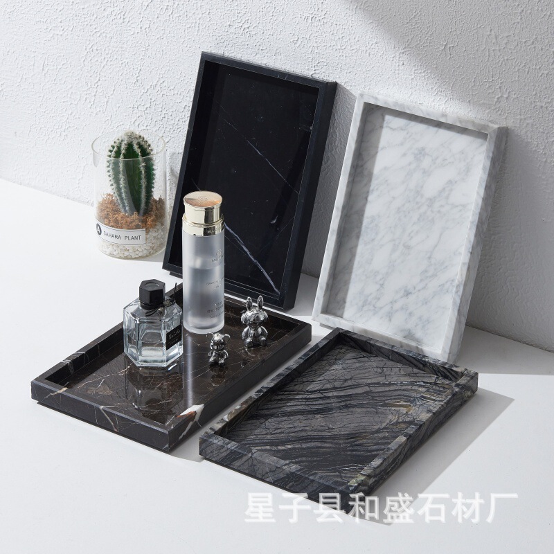 Nordic Natural Marble Tray Display Tray Bathroom Sink Light Luxury Storage Rectangular Storage Tray Nordic Natural Marble Tray Display Tray Bathroom Sink Light Luxury Storage Rectangular Storage Tray