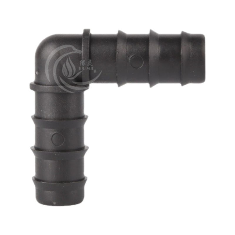 Nuevo material 20PE tubo codo púbido invernadero micro-riego por goteo tubo PE conector de conector de ángulo recto