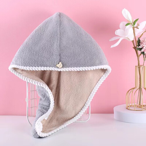 Coral velvet dry hair cap for women, double layer absorbent, thickened, soft dry hair cap, absorbent bag, turban, shower cap manufacturer wholesale