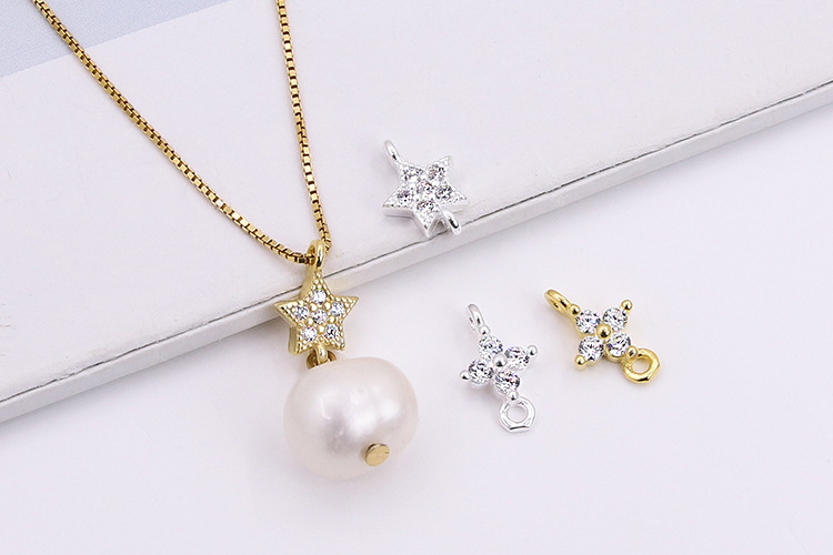 2g Weight 1 Piece 9.5*6mm 925 Sterling Silver Zircon Star Polished Pendant
