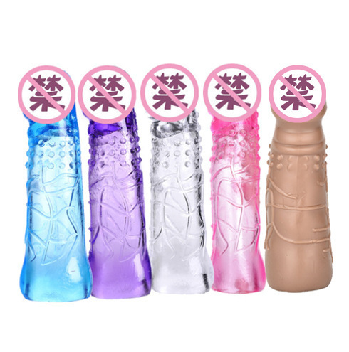 Extended-Length Crystal Condom Sleeve for Men, TPE Delay Cover, Skin Tone — detail image 10